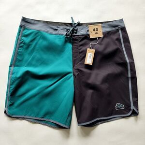 NEW Patagonia green black color block swim board shorts mens‎ size 40